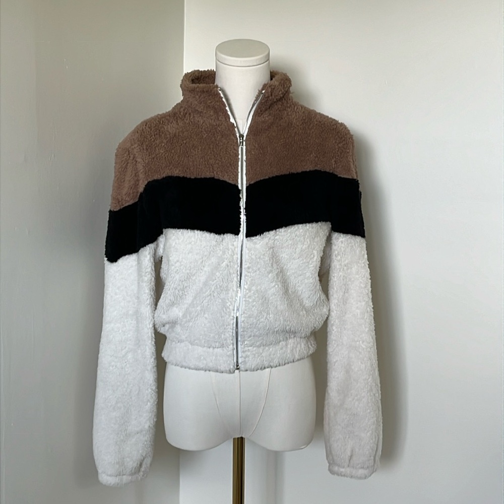 Fuzzy Zip-Up Sweater Jacket